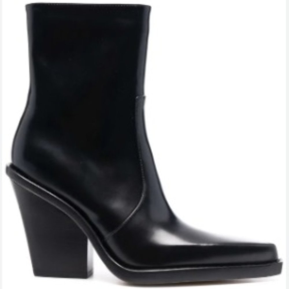 PARIS TEXAS Rodeo Womens Patent Leather Pointed Toe Ankle Boots Black Size 38.5